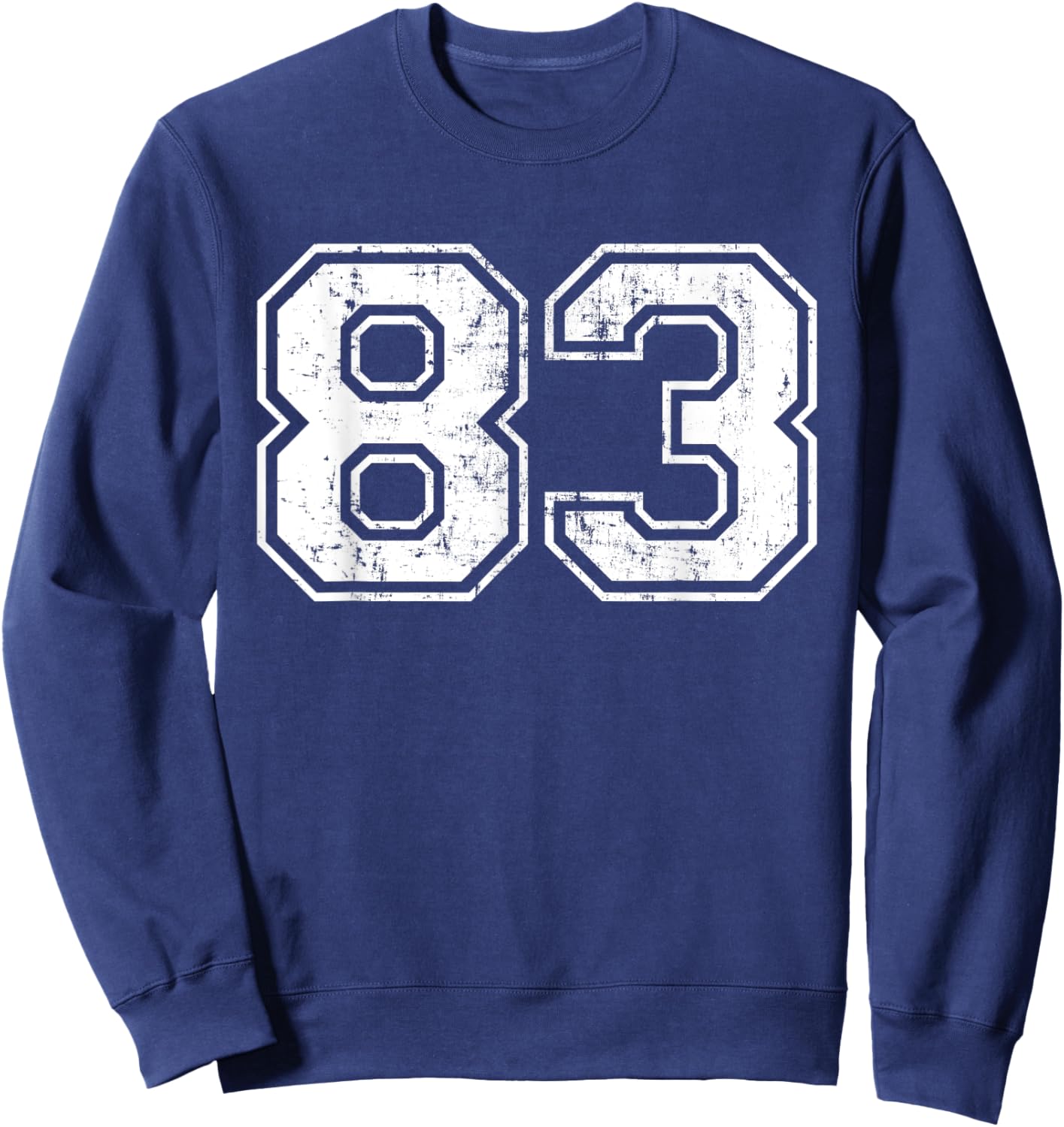 Number 83 Eighty Three Distressed Vintage Sports Team Gym Sweatshirt - Sweatshirt | Navy