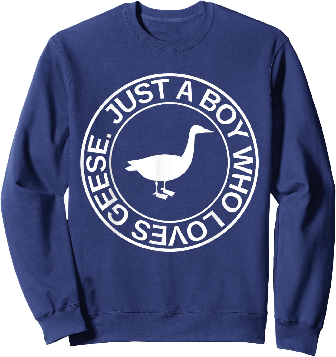 Just A Boy Who Loves Geese Gift Waterfowl Goose Sweatshirt - Sweatshirt | Navy