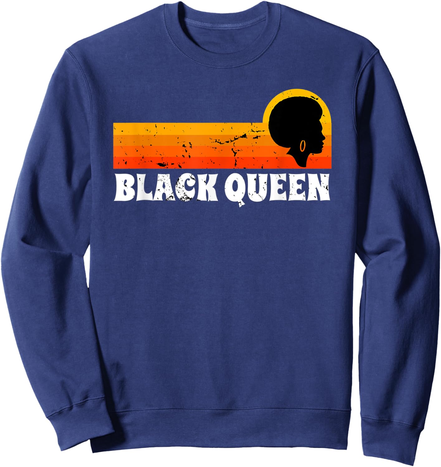 Black Queen Vintage Retro Afro Woman Sweatshirt - Sweatshirt | Navy