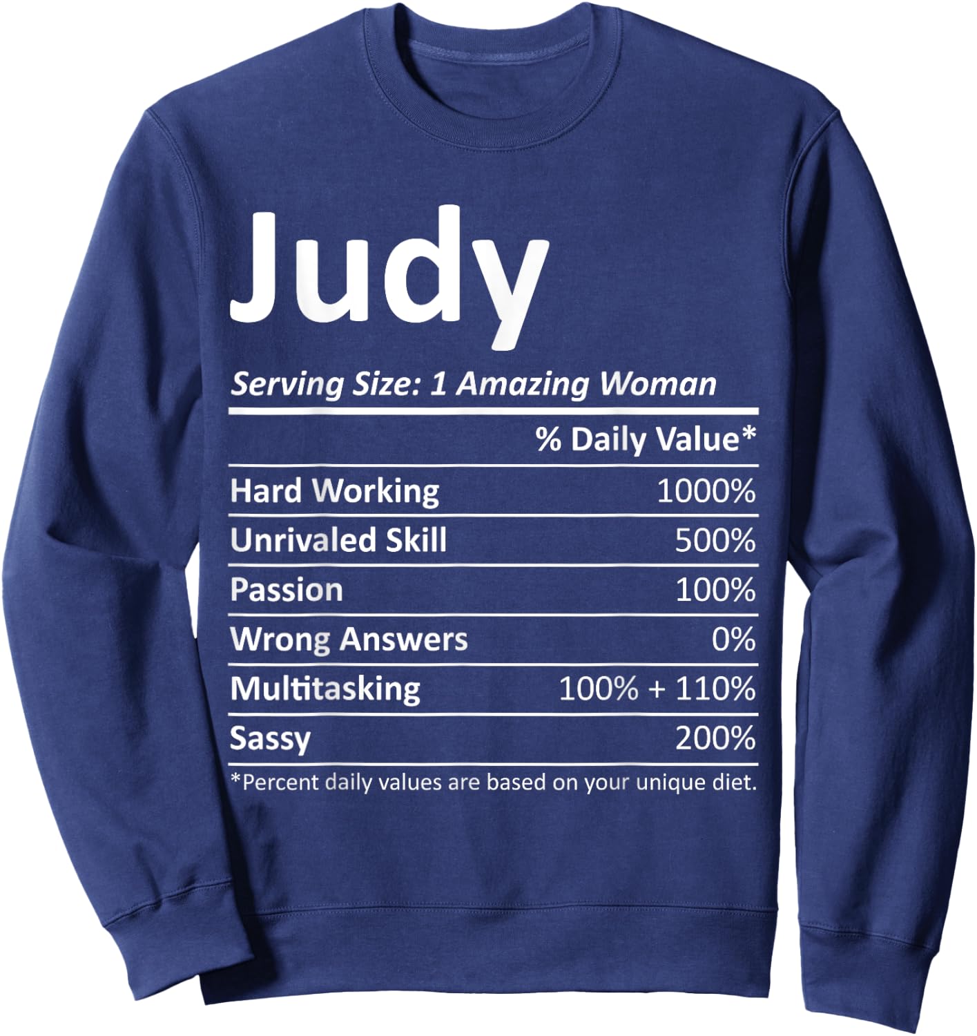 JUDY Nutrition Personalized Name Funny Christmas Gift Sweatshirt - Sweatshirt | Navy