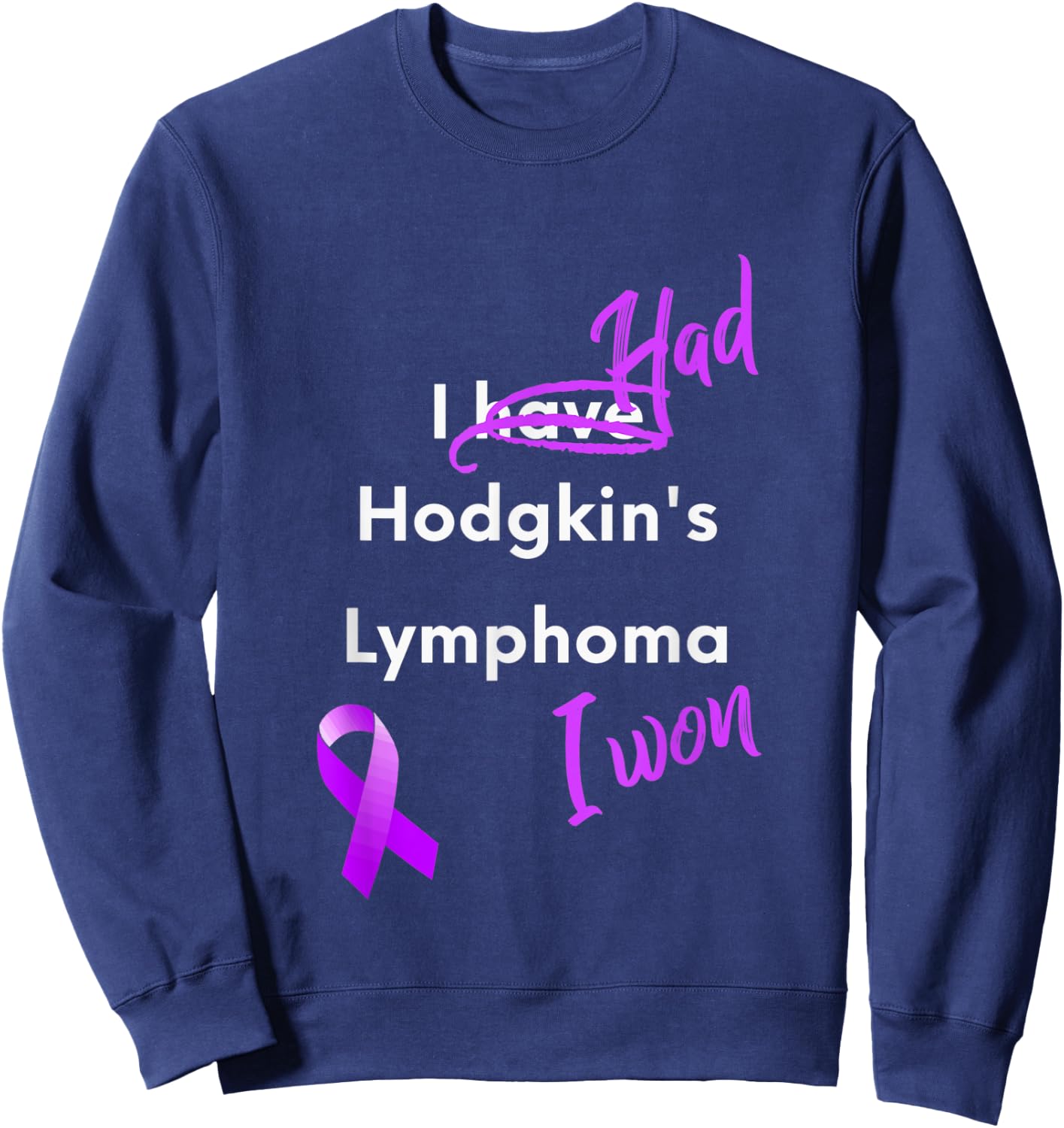 I Had Hodgkin's Lymphoma I Won, Lymphoma Remission Sweatshirt - Sweatshirt | Navy