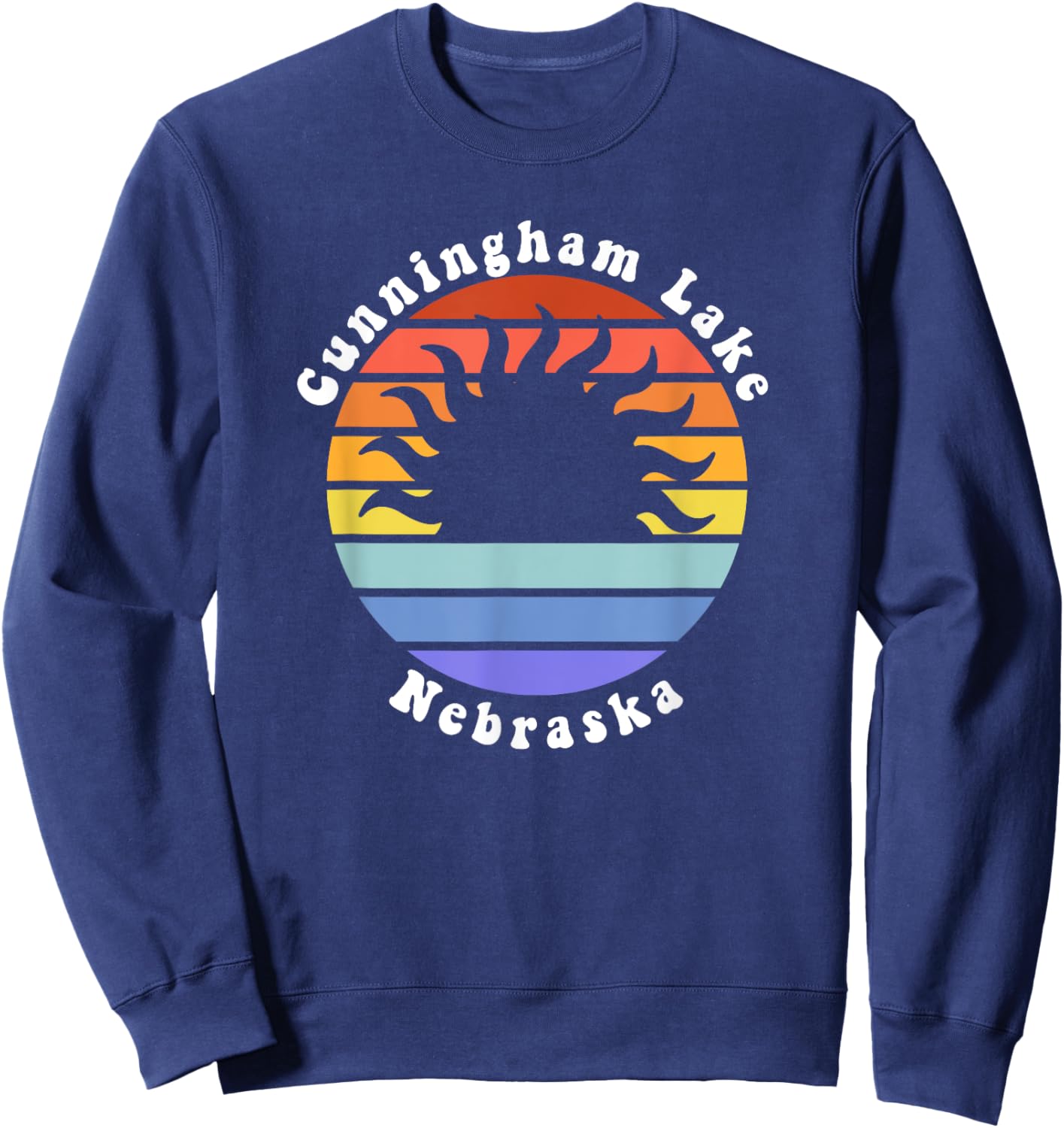 Cunningham Lake Nebraska Sunrise Family Vacation Souvenir Sweatshirt - Sweatshirt | Navy