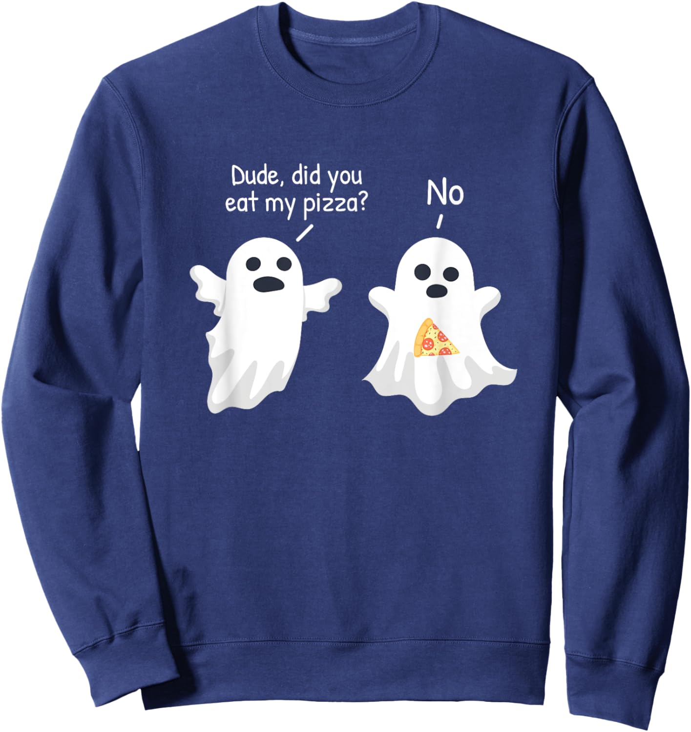 Halloween Shirts, Ghost Pizza Sweatshirt - Sweatshirt | Navy