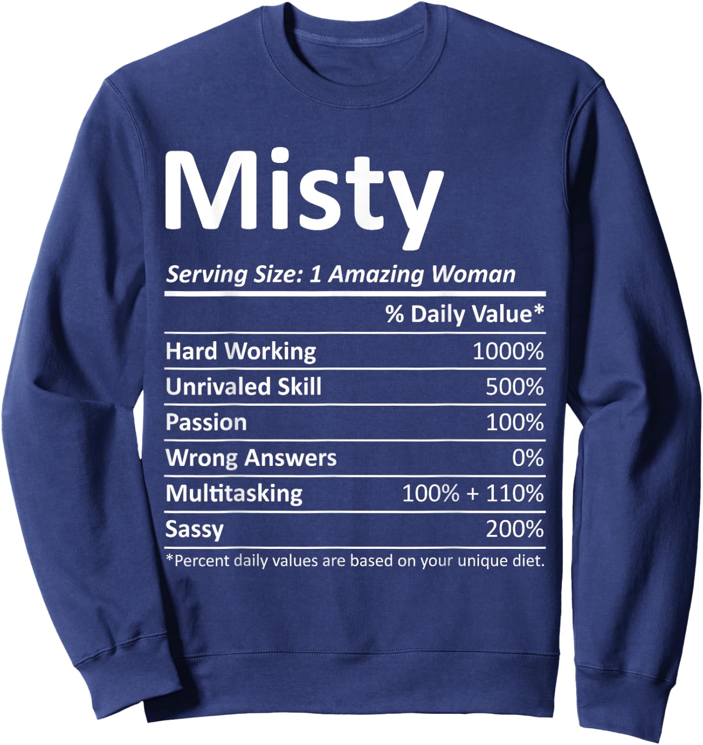 MISTY Nutrition Personalized Name Funny Christmas Gift Sweatshirt - Sweatshirt | Navy