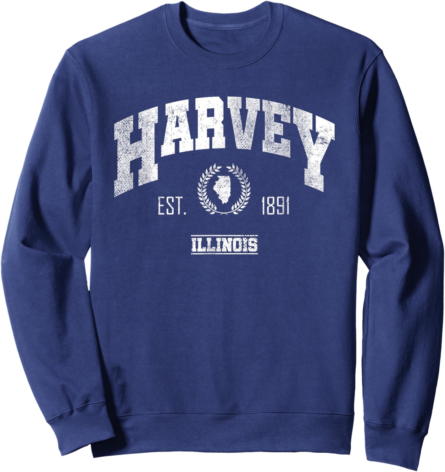 Harvey IL | Illinois | Vintage Throwback Sweatshirt - Sweatshirt | Navy