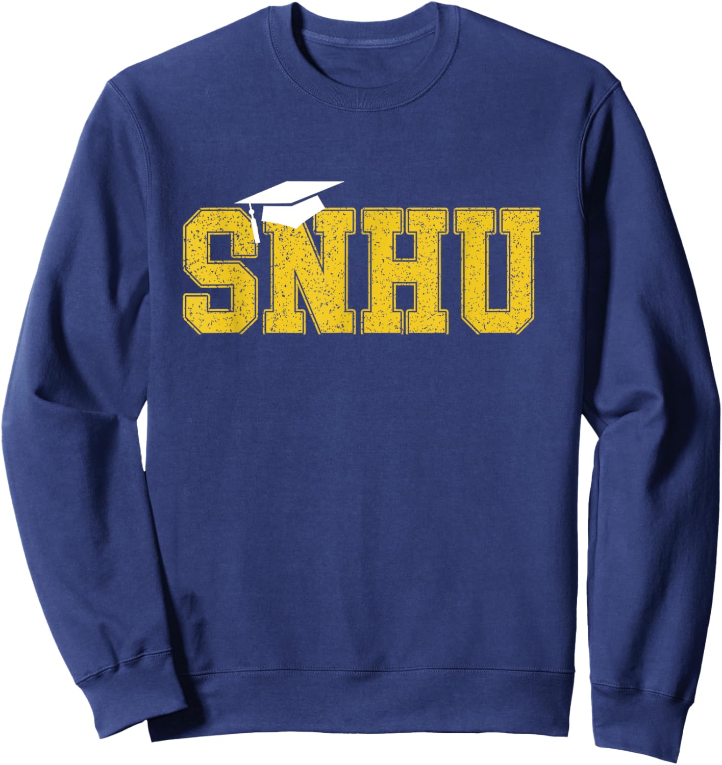 SNHU College Graduation With Hat Vintage Sweatshirt - Sweatshirt | Navy