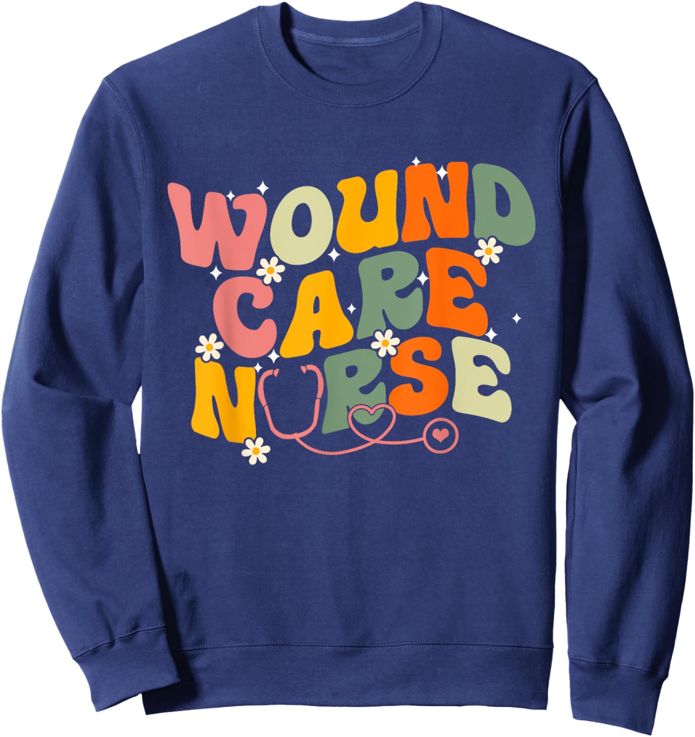 Groovy Wound Care Nurse RN Wound Nursing - Adults, Black, Small, Short Sleeve, , Classic Fit, Modern, Letter Print, Pull On, 1 Count Sweatshirt - Sweatshirt | Navy