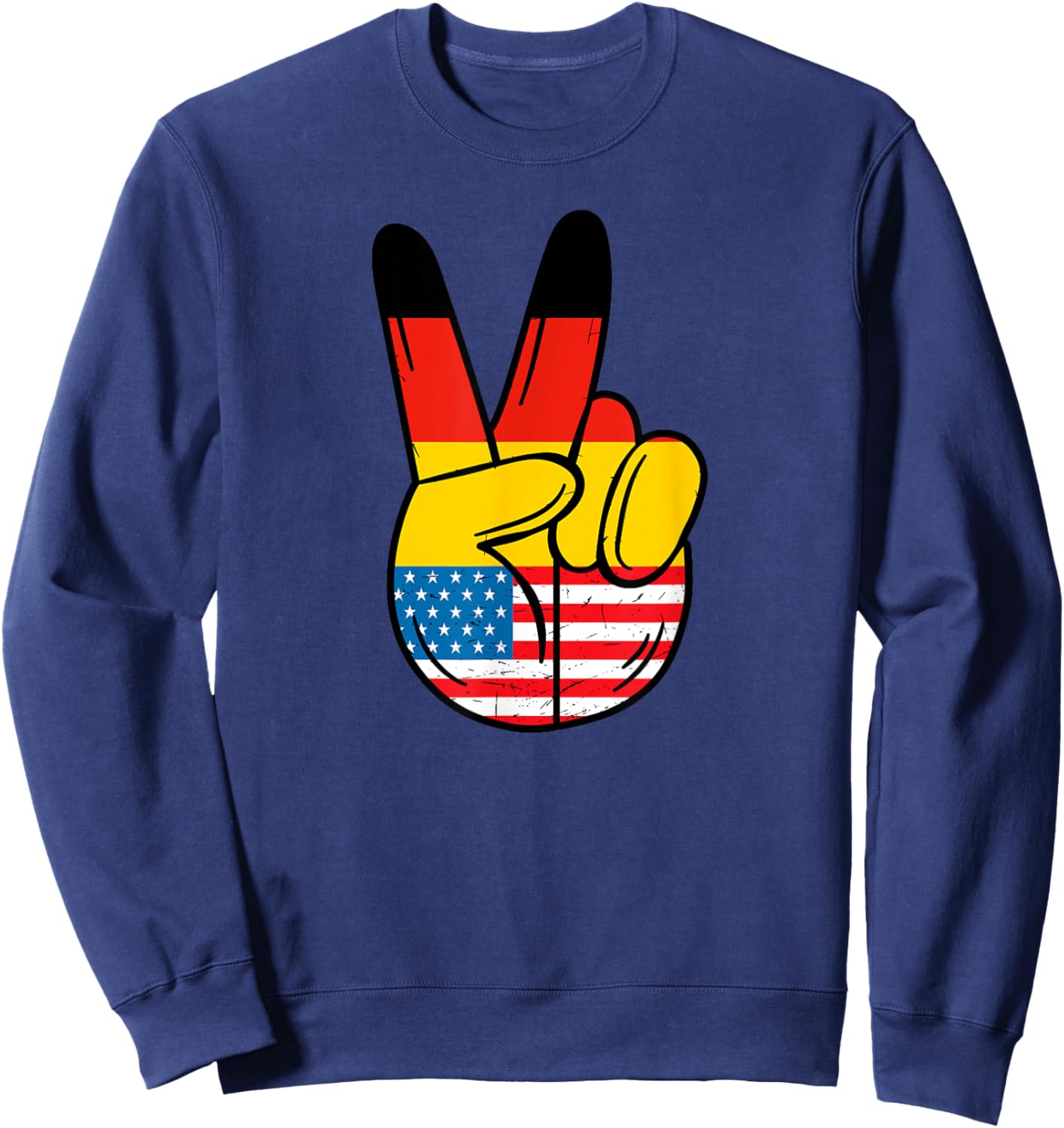 Half German And Half American Germany Usa Flag Peace Sign Sweatshirt - Sweatshirt | Navy