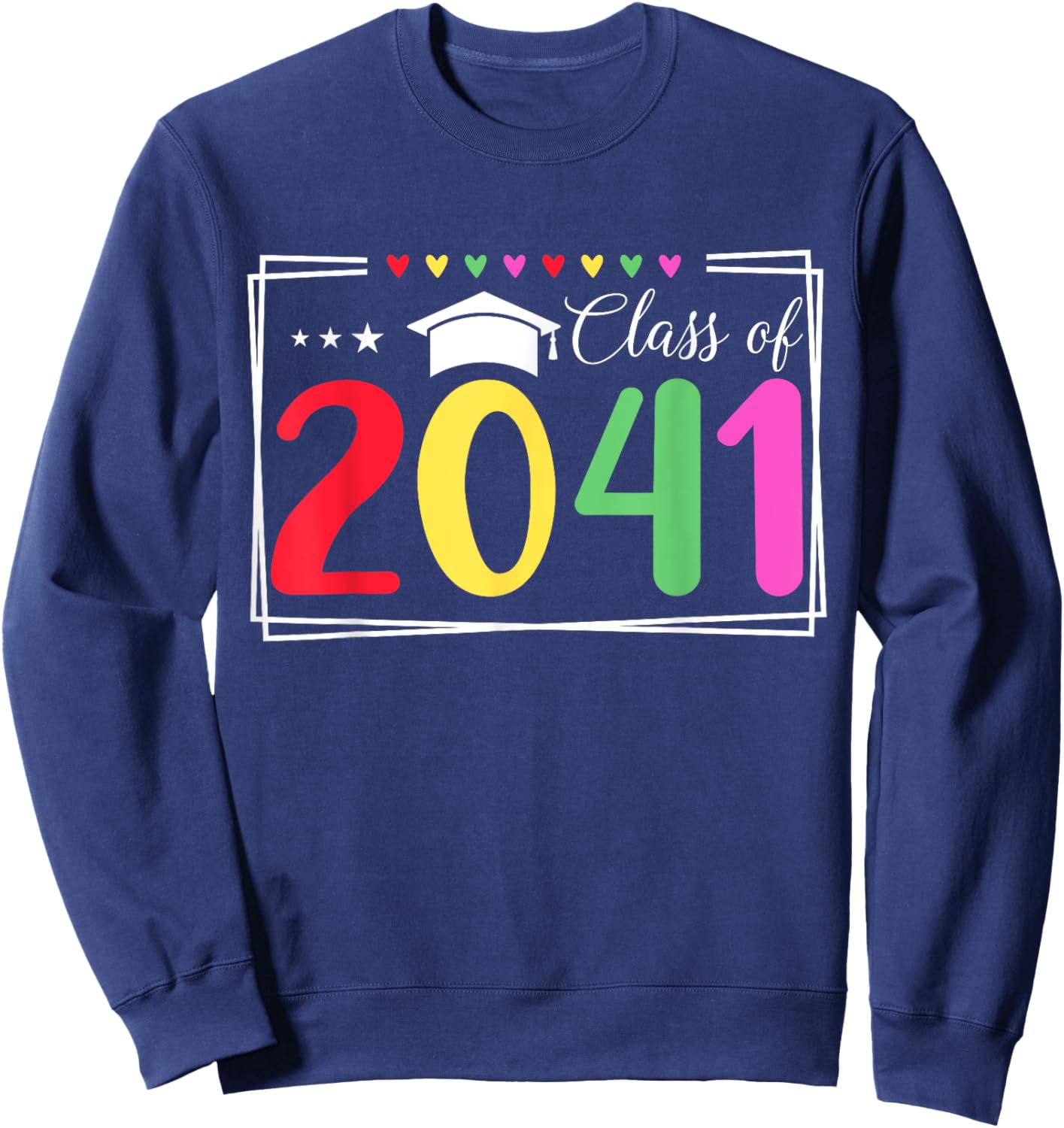 Class Of 2041 Senior Class 2041 Idea Grow With Me Graduation Sweatshirt - Sweatshirt | Navy