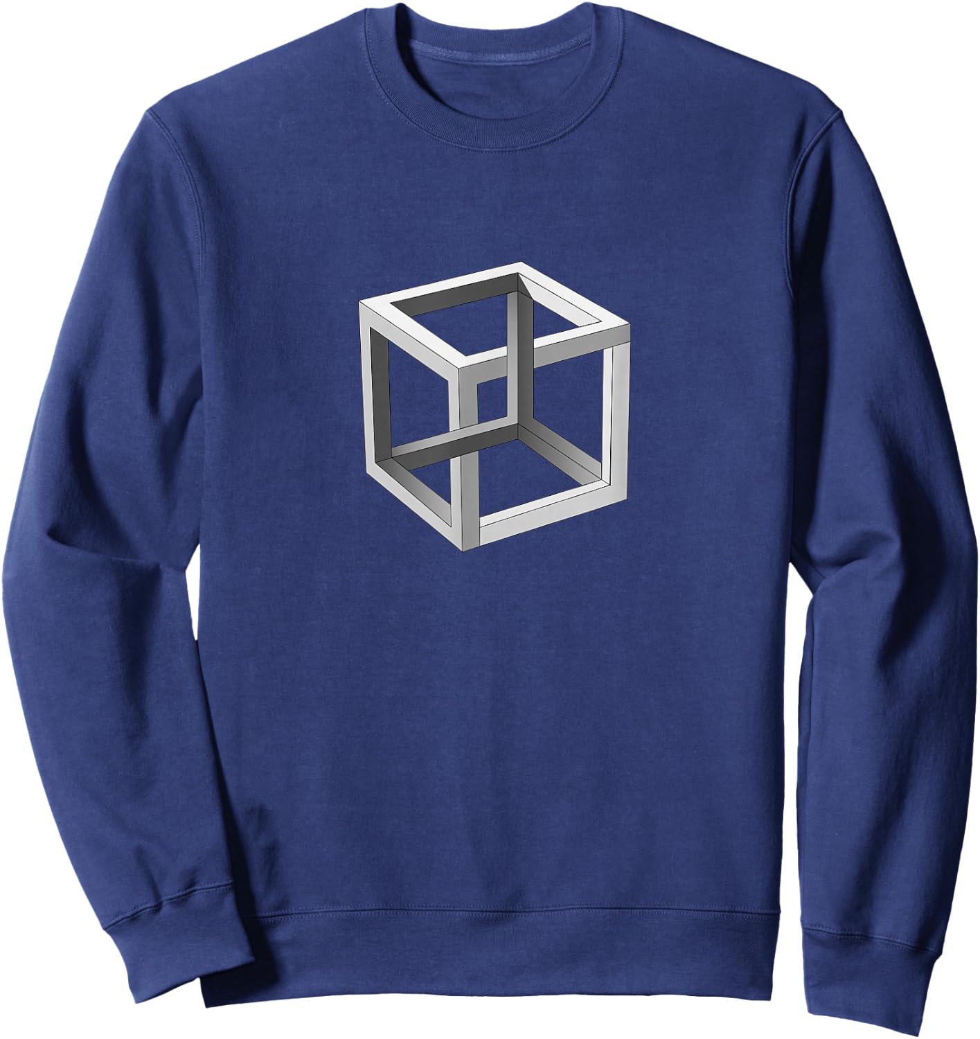 Geometric Cube Impossible Brain Bender Eye Trick Gift Sweatshirt - Sweatshirt | Navy