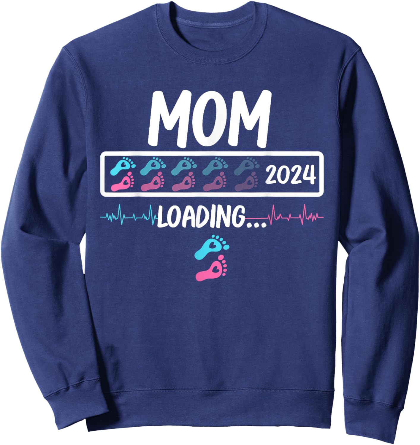 Mom 2024 Loading Gender Reveal Baby Boy Girl Pregnancy Sweatshirt - Sweatshirt | Navy