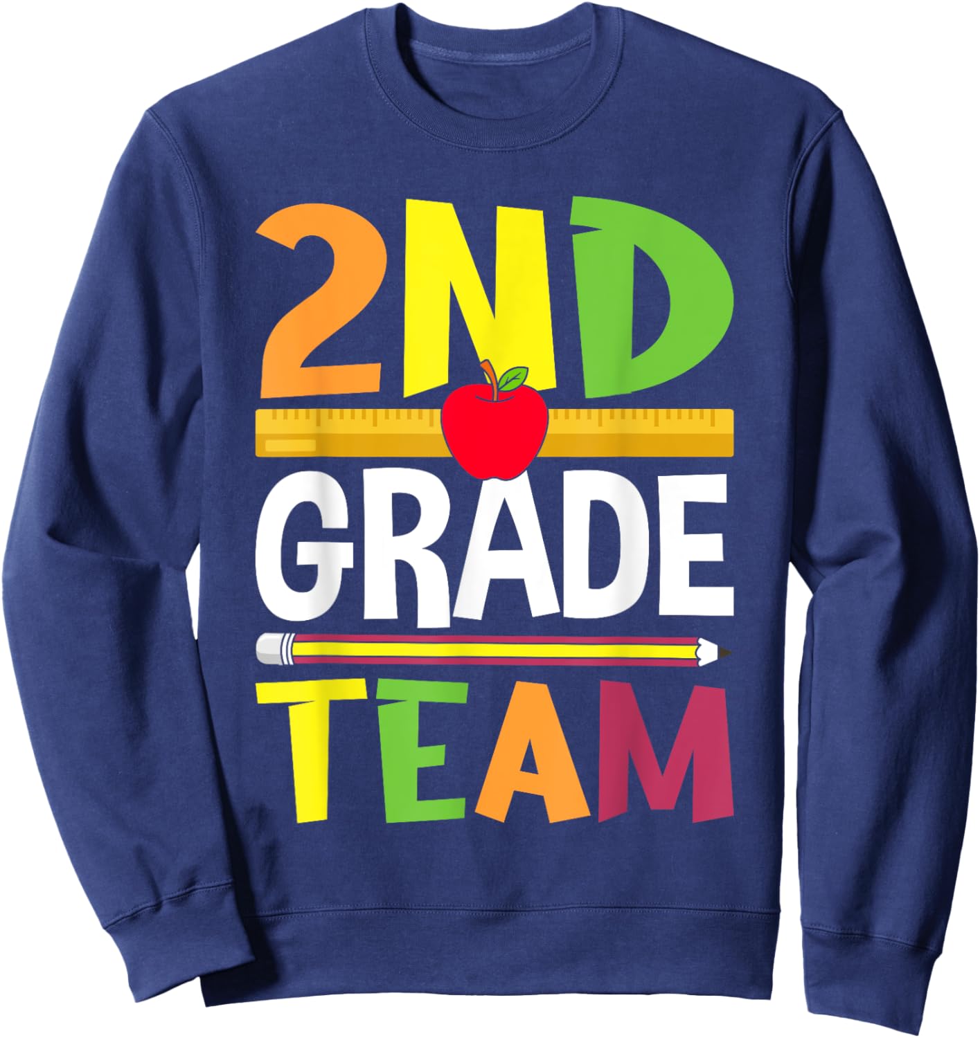 2nd Grade Team 2nd Grade Squad Teacher Sweatshirt - Sweatshirt | Navy
