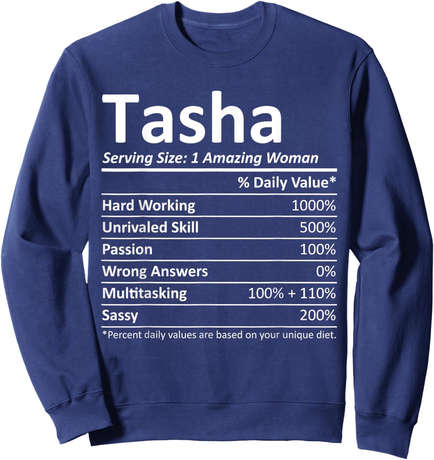 TASHA Nutrition Personalized Name Funny Christmas Gift Sweatshirt - Sweatshirt | Navy