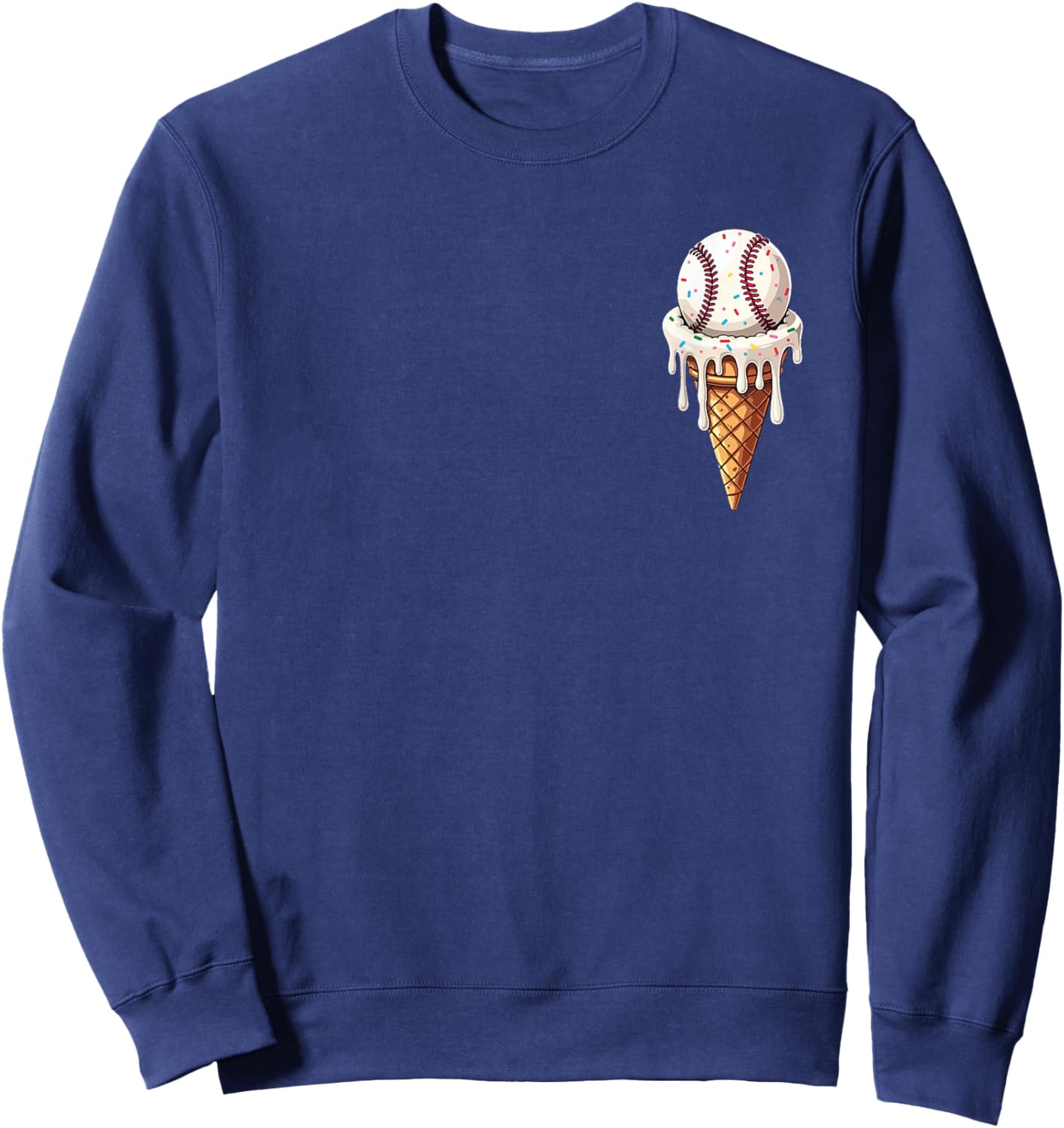 Baseball Drip with Melting Ice Cream Drippy Lovers Sweatshirt - Sweatshirt | Navy