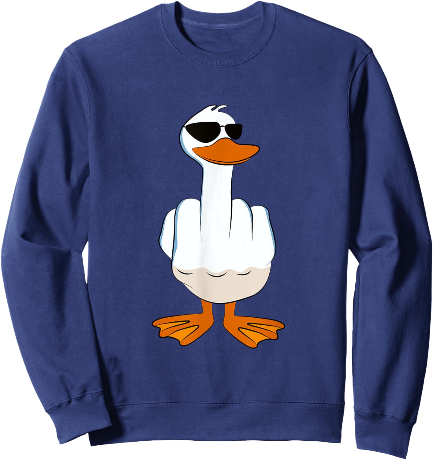 I Don't Give A Duck Funny Middle Finger Offensive Rude Duck Sweatshirt - Sweatshirt | Navy