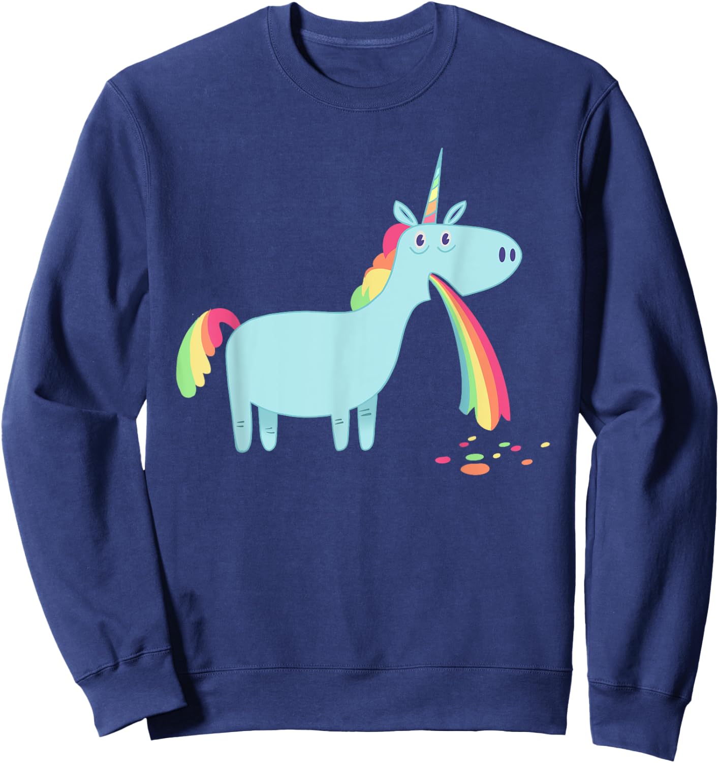 Unicorn vomiting rainbow spew graphic Sweatshirt - Sweatshirt | Navy