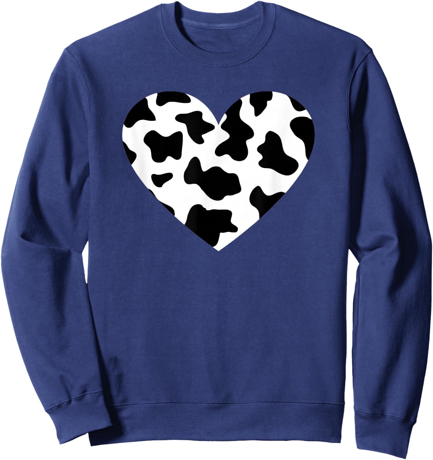 Awesome Cow Print Black & White Print Heart Small Sweatshirt - Sweatshirt | Navy