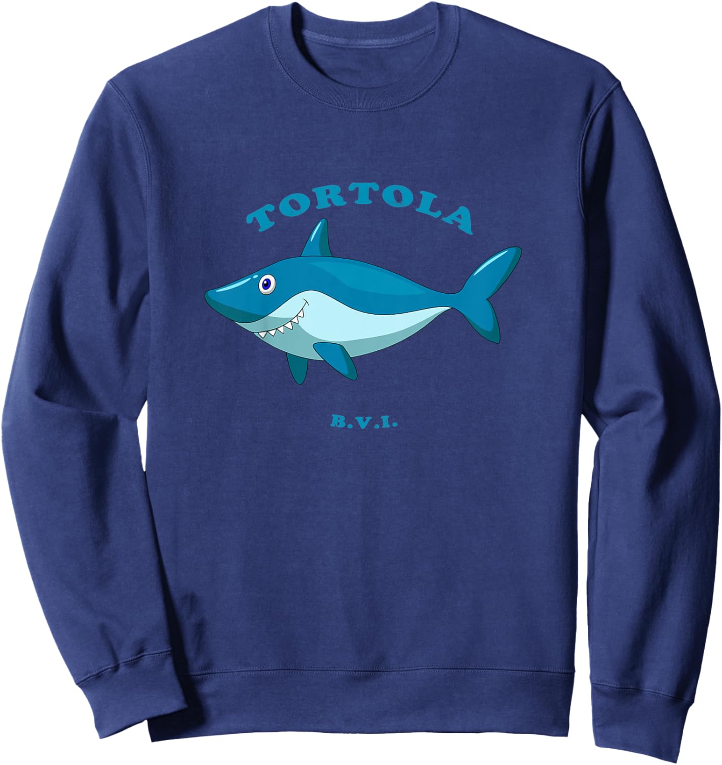 Kids Children's Tortola, BVI Shark Vacation Sweatshirt - Sweatshirt | Navy