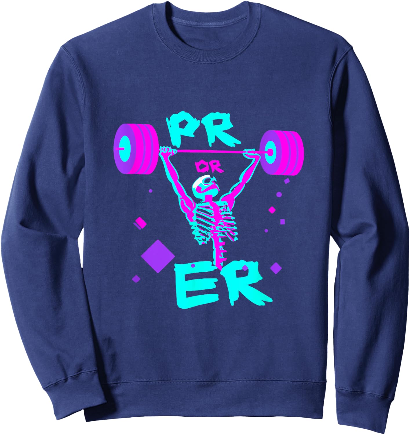 Funny Weight Lifting Power Lifting Vaporwave Meme 80s Neon Sweatshirt - Sweatshirt | Navy