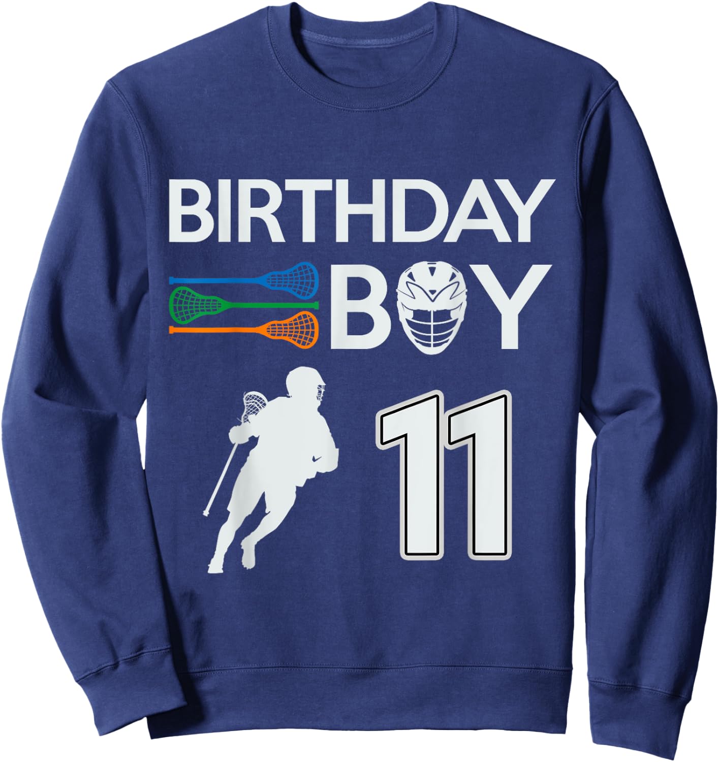 11 Years Old Birthday Boy Lacrosse LAX Player Boys Kids Sweatshirt - Sweatshirt | Navy