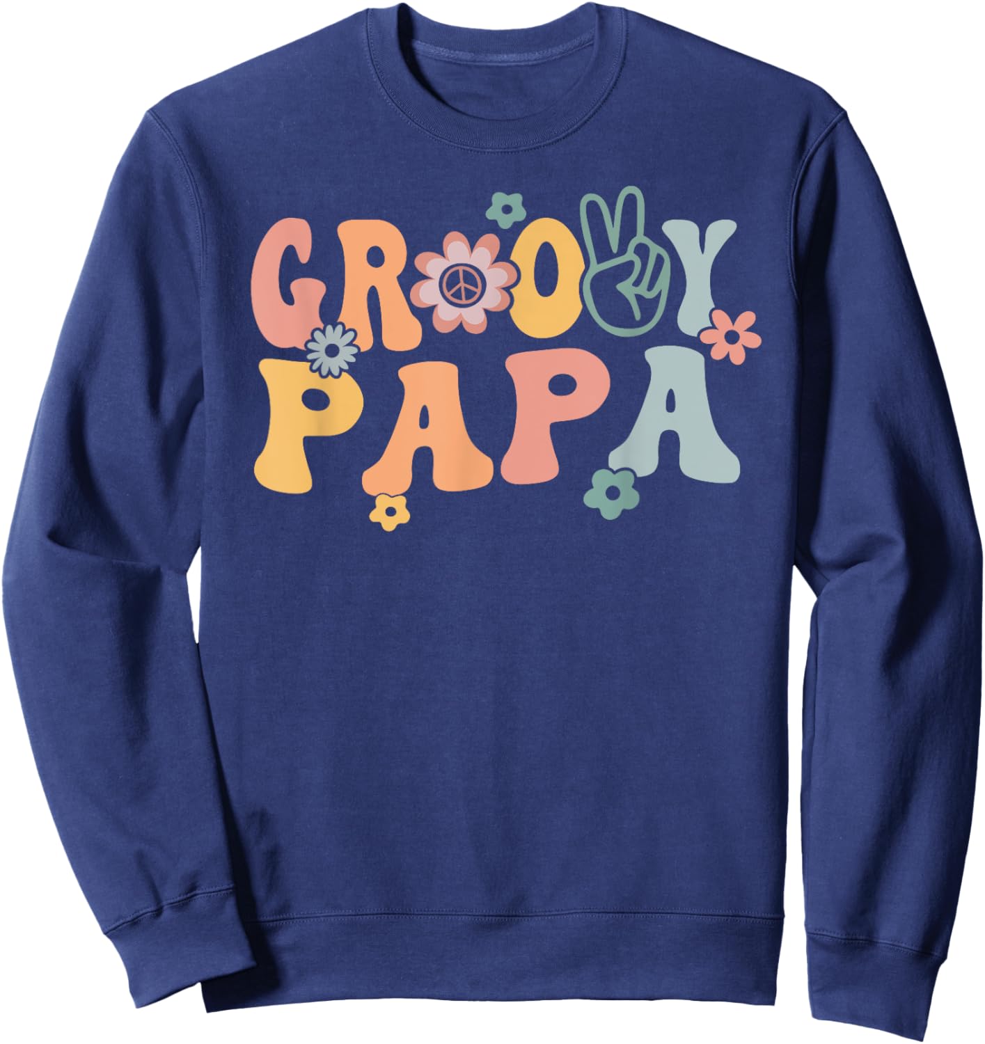 Groovy Papa Retro Dad Matching Family 1st Birthday Party Sweatshirt - Sweatshirt | Navy