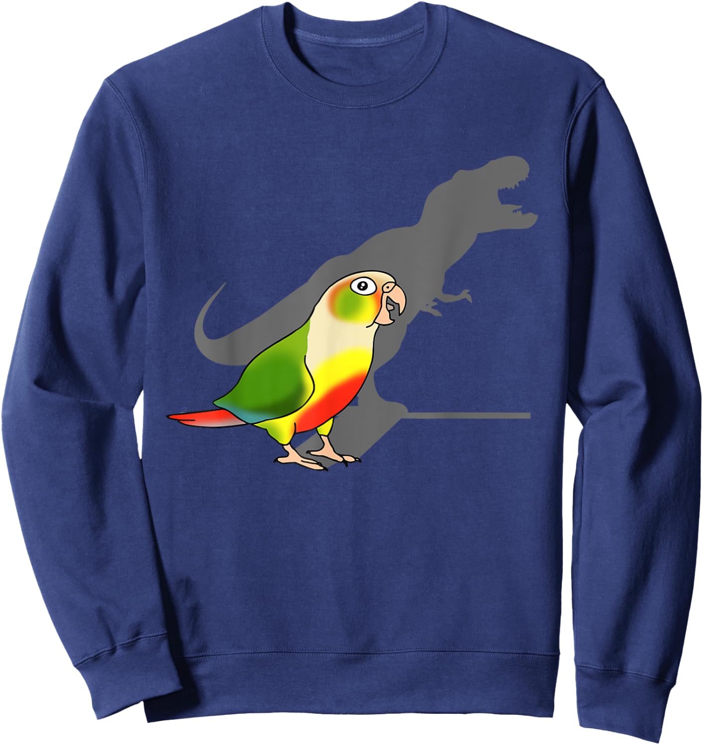 Funny Birb Memes T-rex shadow Green Cheeked Pineapple Conure Sweatshirt - Sweatshirt | Navy
