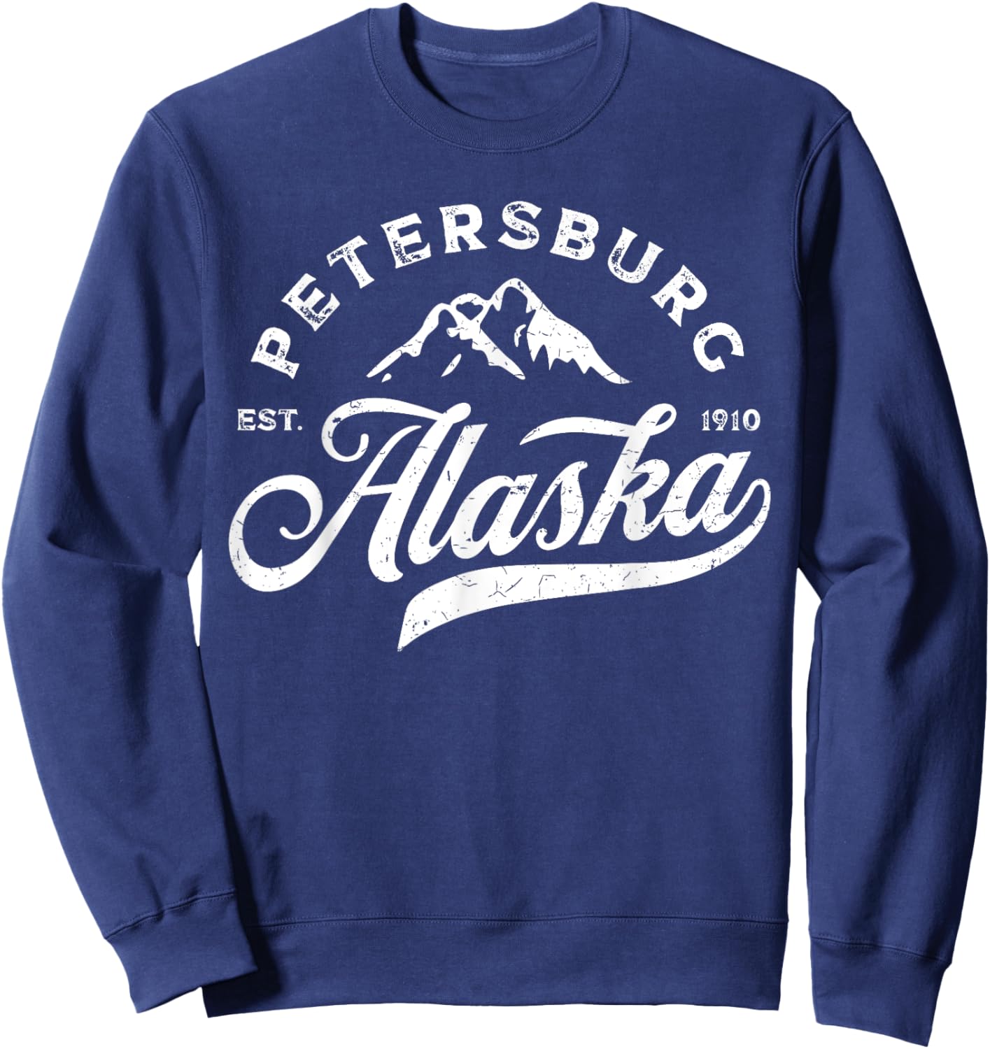Petersburg Alaska AK Vintage Mountains Vacation Souvenir Sweatshirt - Sweatshirt | Navy
