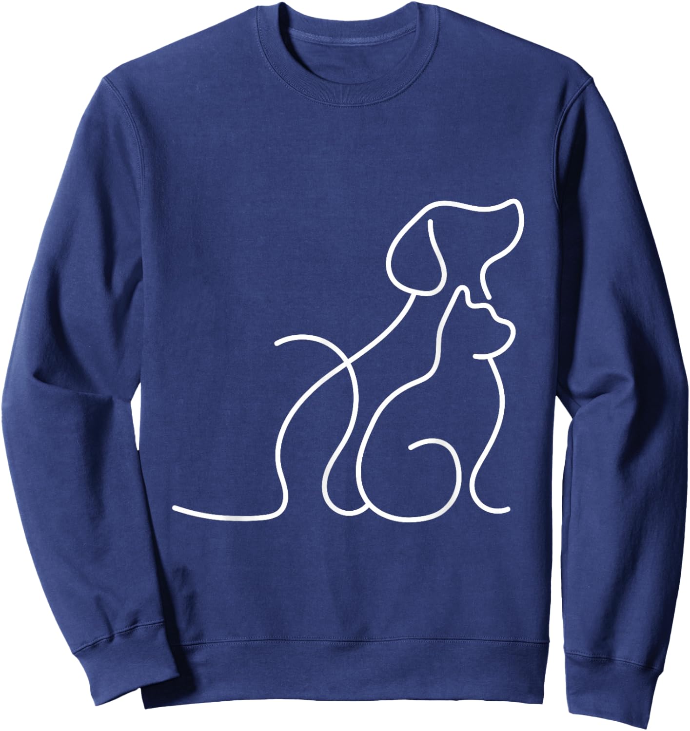 Dog Puppy and Baby Cat Heart - Animal Dog & Cat Heart Sweatshirt - Sweatshirt | Navy