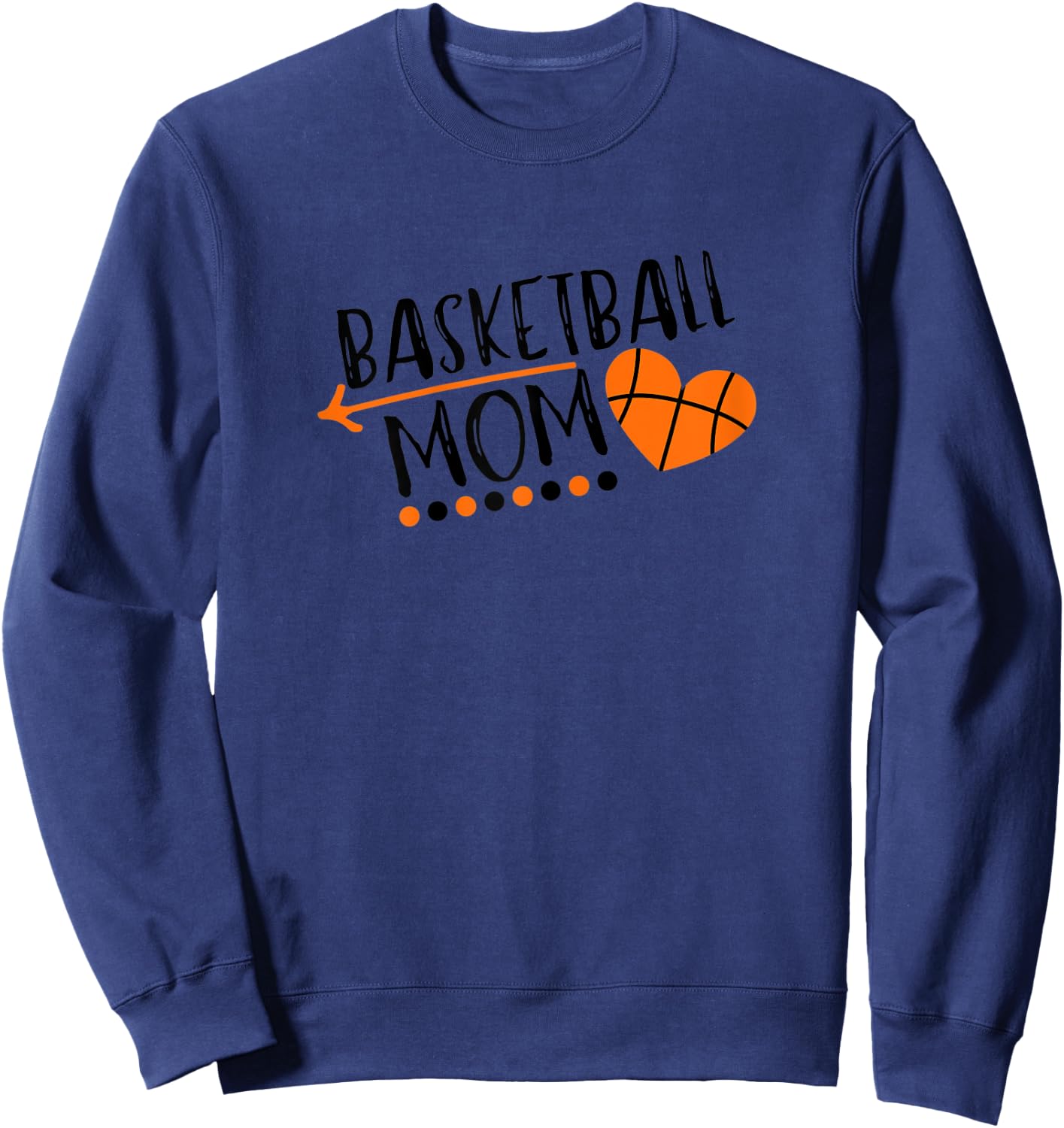 Cute Bball Heart Design Gift Basketball Mom Sweatshirt - Sweatshirt | Navy