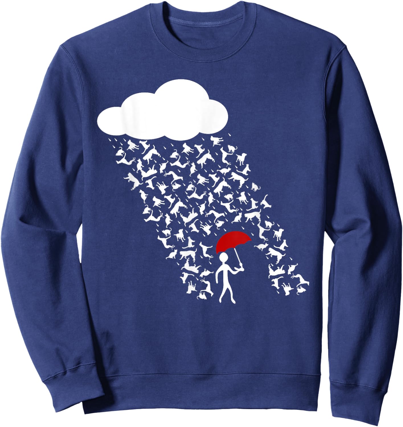 It's Raining Cats and Dogs | Cute Funny Canine Feline Lover Women Girls Kids Sweatshirt - Sweatshirt | Navy