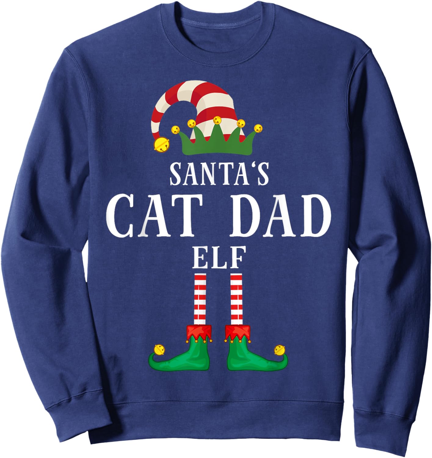 Santa's Cat Dad Christmas Family Pajama Sweatshirt - Sweatshirt | Navy
