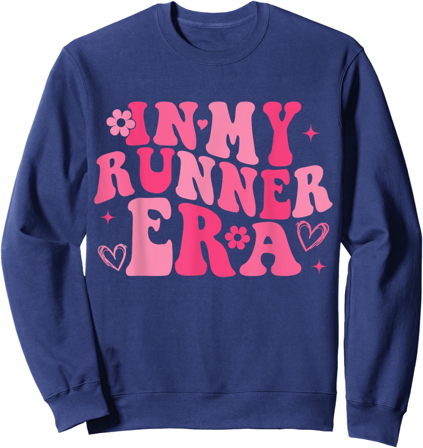 In My Runner Era Funny Running Marathon Groovy Running Mom Sweatshirt - Sweatshirt | Navy