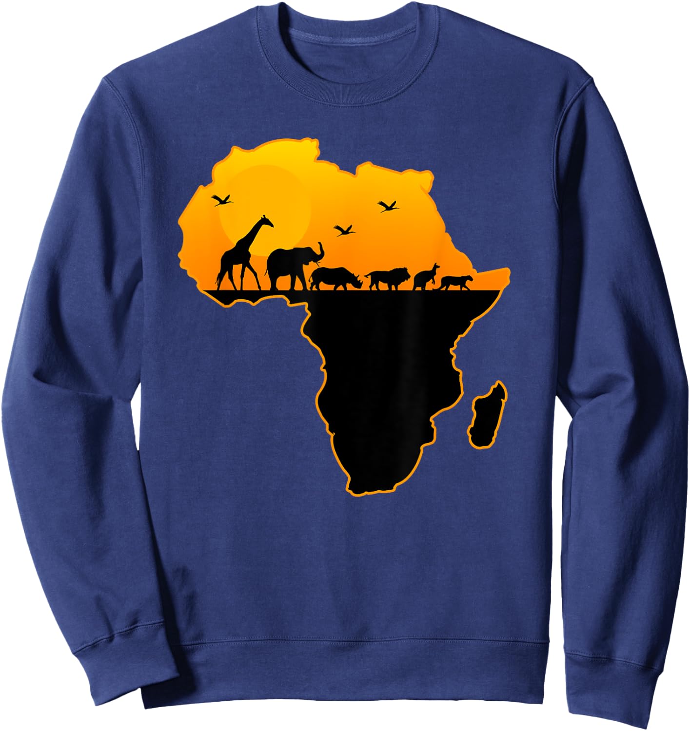 Exotic Safari Animals Silhouette Sizzling Africa Continent Sweatshirt - Sweatshirt | Navy