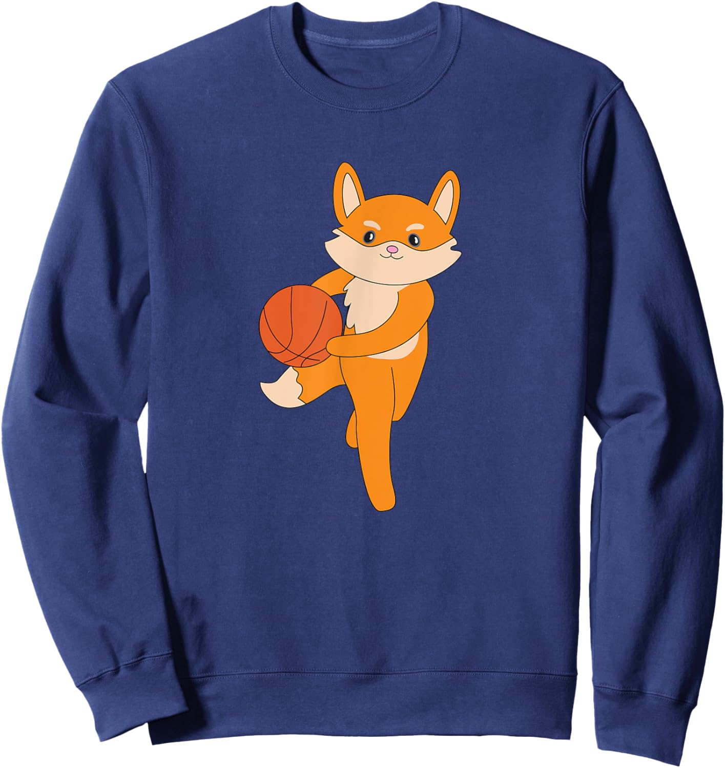 Fox Playing Basketball Wildlife Basketball Player Sweatshirt - Sweatshirt | Navy