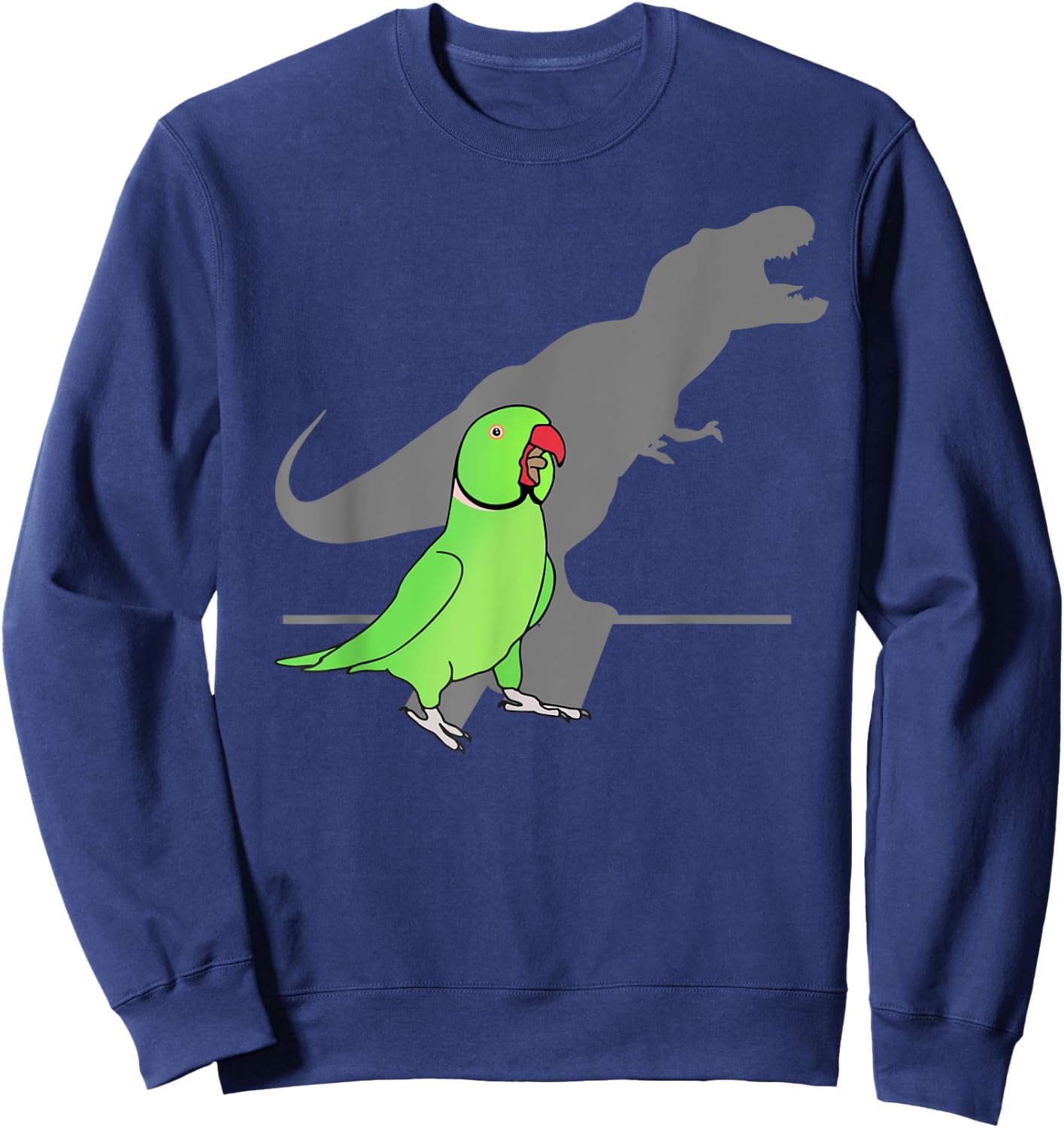 T-rex Green Indian ringneck, Pet Birb memes Screaming Parrot Sweatshirt - Sweatshirt | Navy