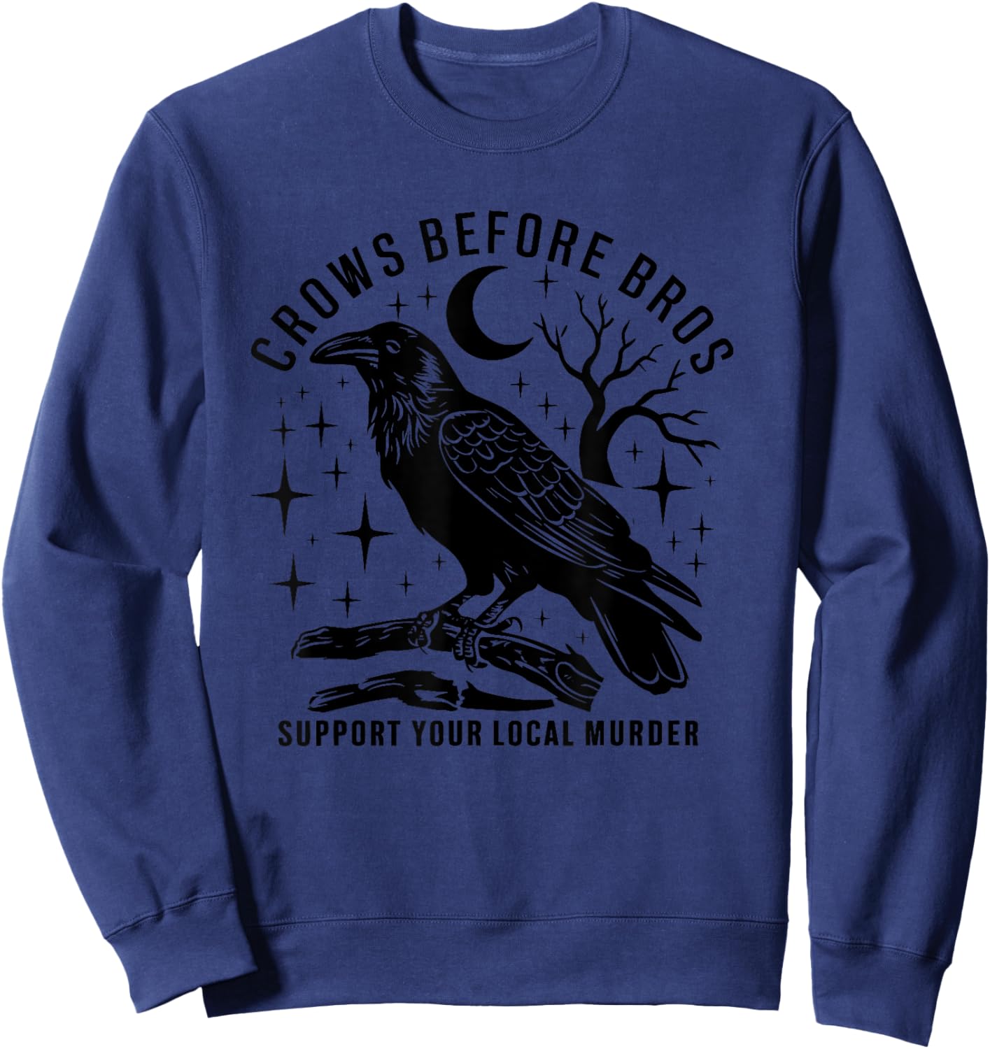 Vintage Crows Before Bros Feminist Women Sweatshirt - Sweatshirt | Navy