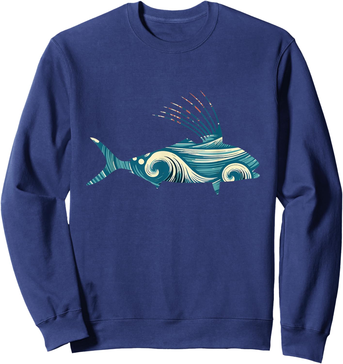 Classic Reef Trawlers Retro Roosterfish Fishermens Vintage Fins Black -Adults Sweatshirt - Sweatshirt | Navy