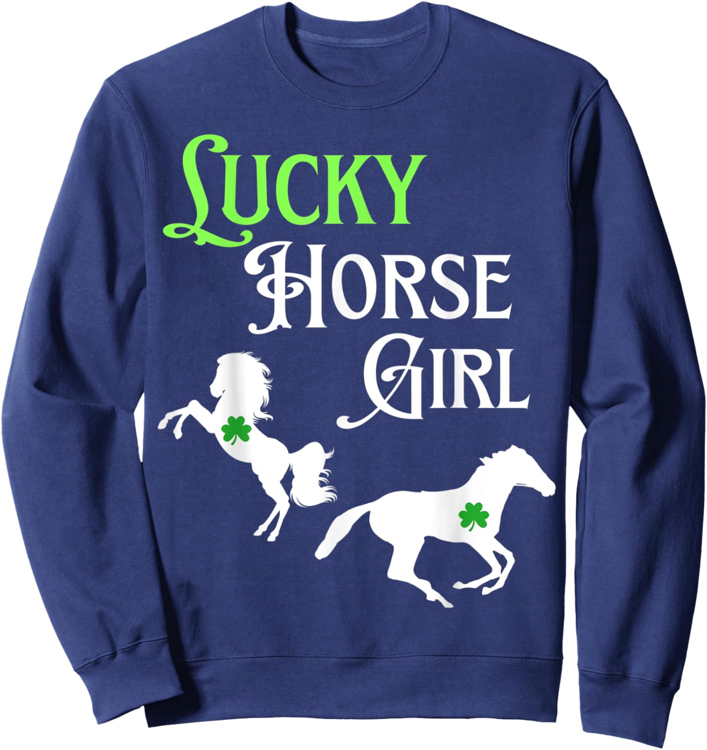 Lucky Cowgirl Horse Girl St. Paddy's Day Sweatshirt - Sweatshirt | Navy
