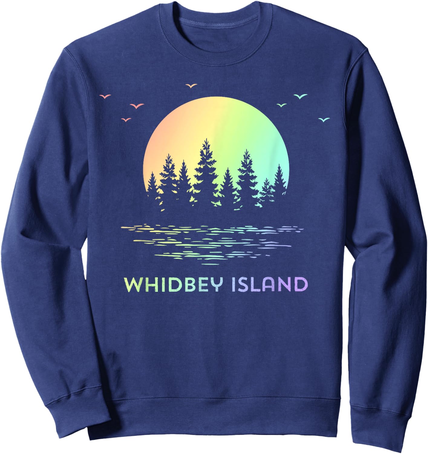 Whidbey Island Washington Sunset Design Nature Sweatshirt - Sweatshirt | Navy