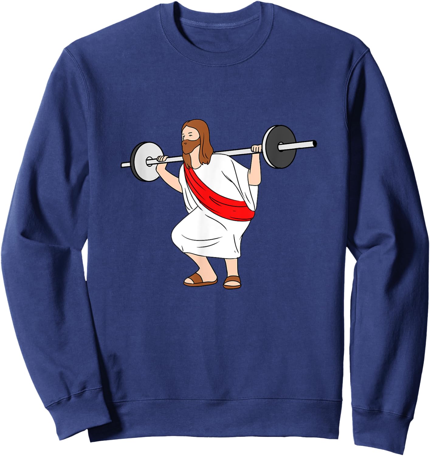 Jesus Doing Squats Jesus Gym Sweatshirt - Sweatshirt | Navy