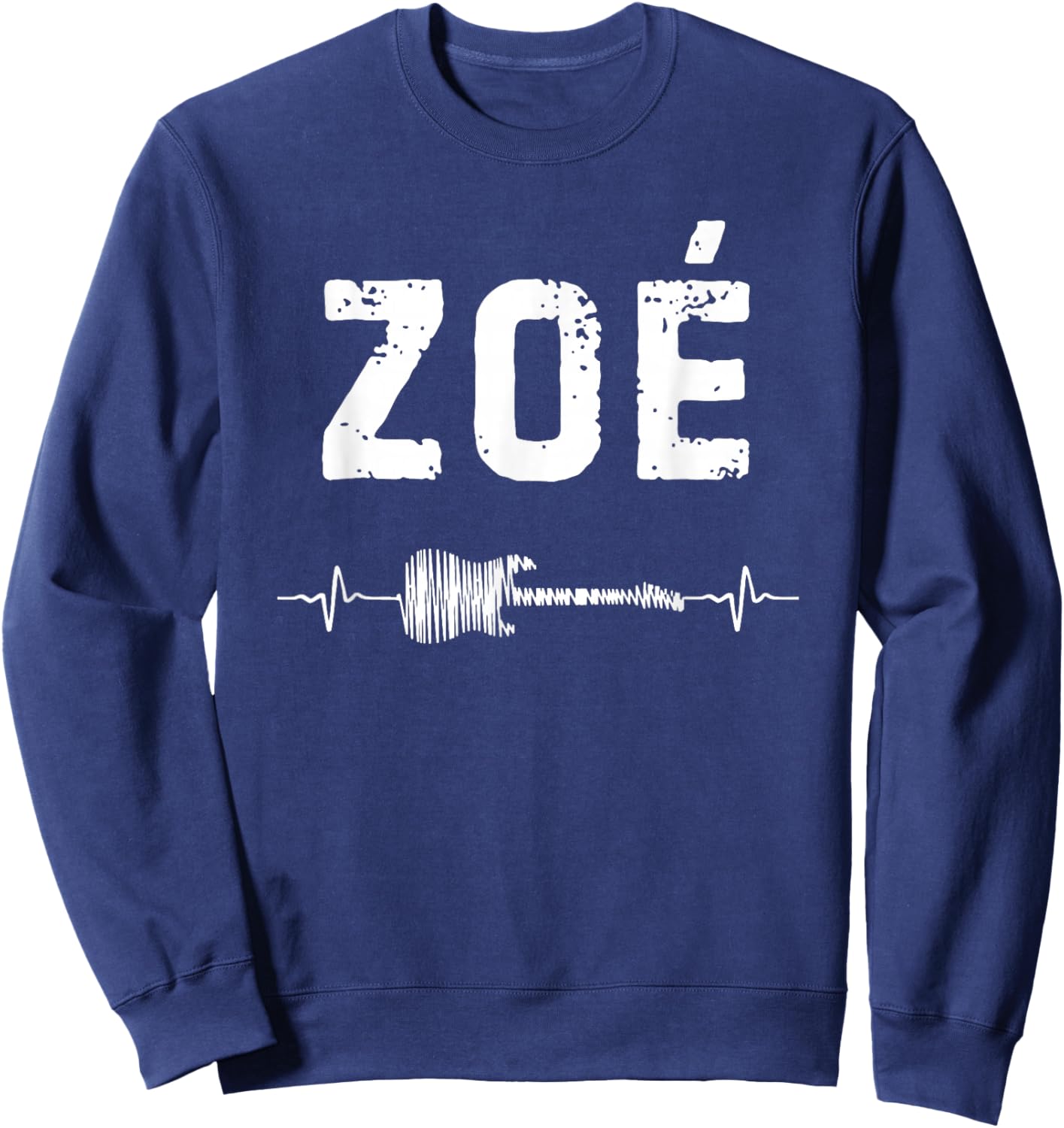 Zoé Guitar Heartbeat Music Guitarist Retro Vintage Sweatshirt - Sweatshirt | Navy