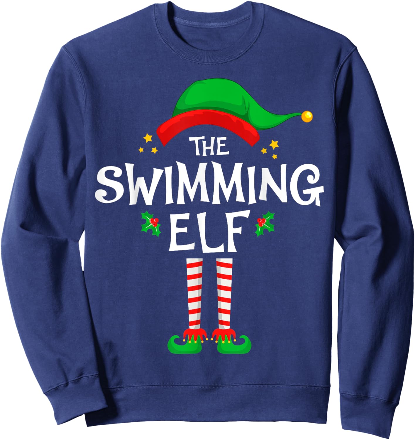 The Swimming Elf Christmas Family Matching Group Sweatshirt - Sweatshirt | Navy