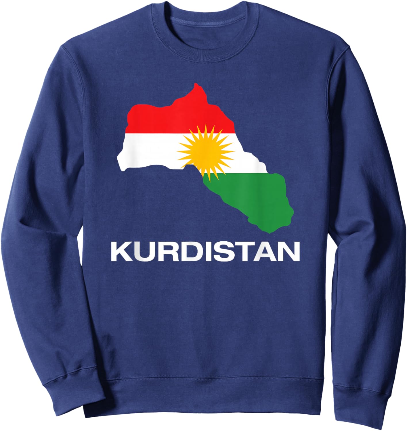 Cool Kurdistan Map with Kurdistan Flag Illustration Graphic Sweatshirt - Sweatshirt | Navy