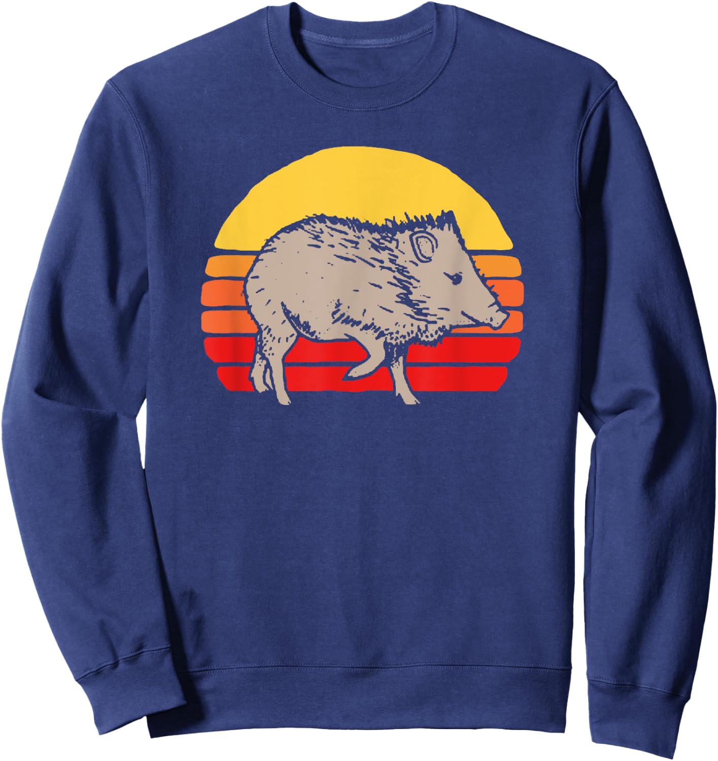 Javelina Vintage Retro 80s Sunset Cute Funny Arizona Sweatshirt - Sweatshirt | Navy