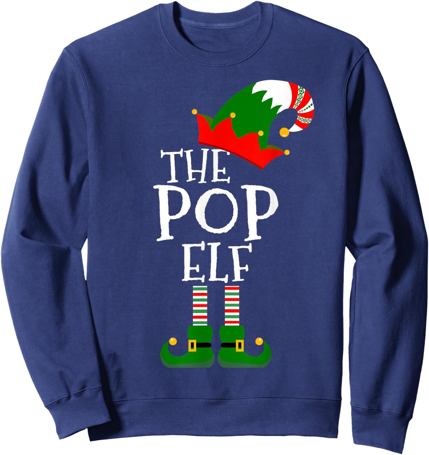 Easy The Pop Elf Costume Matching Family Group Christmas Sweatshirt - Sweatshirt | Navy