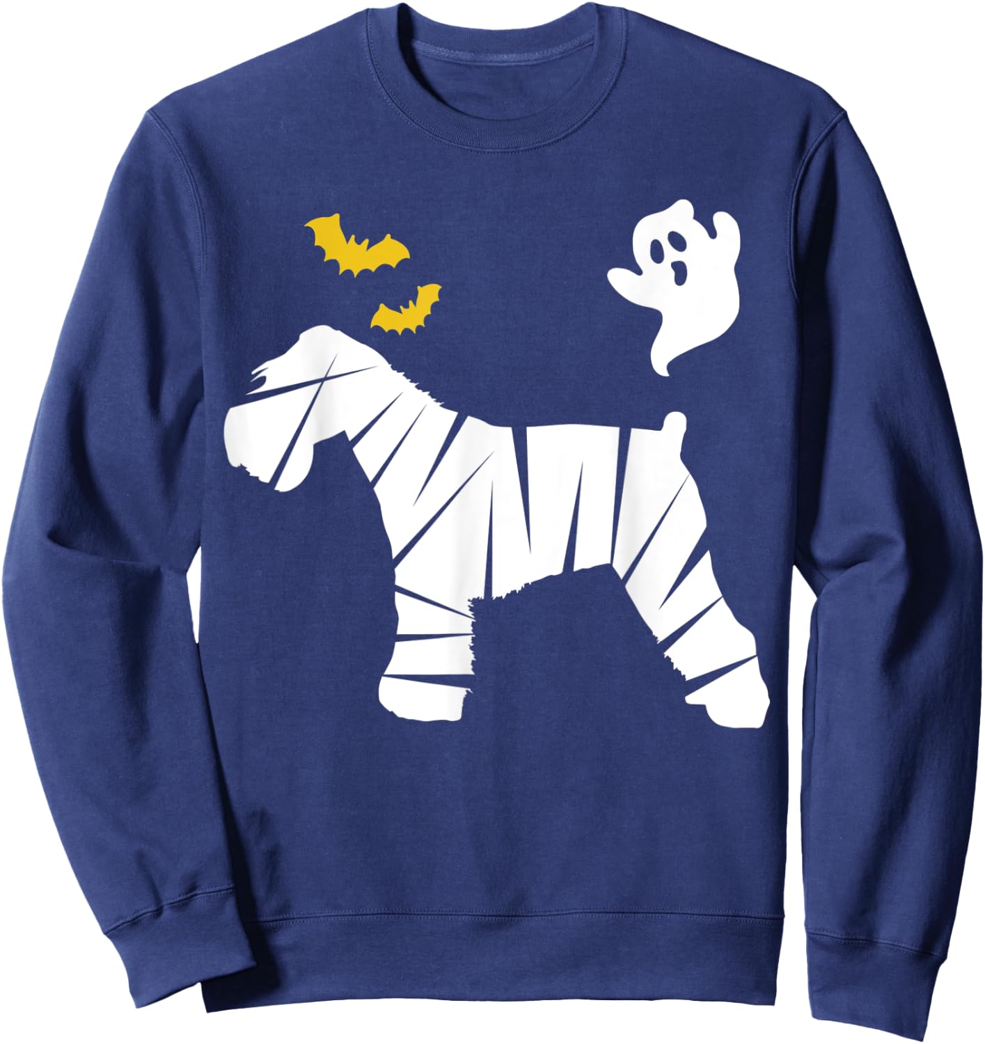 Miniature Mini Schnauzer Dog Halloween Mummy Bat Ghost Gift Sweatshirt - Sweatshirt | Navy