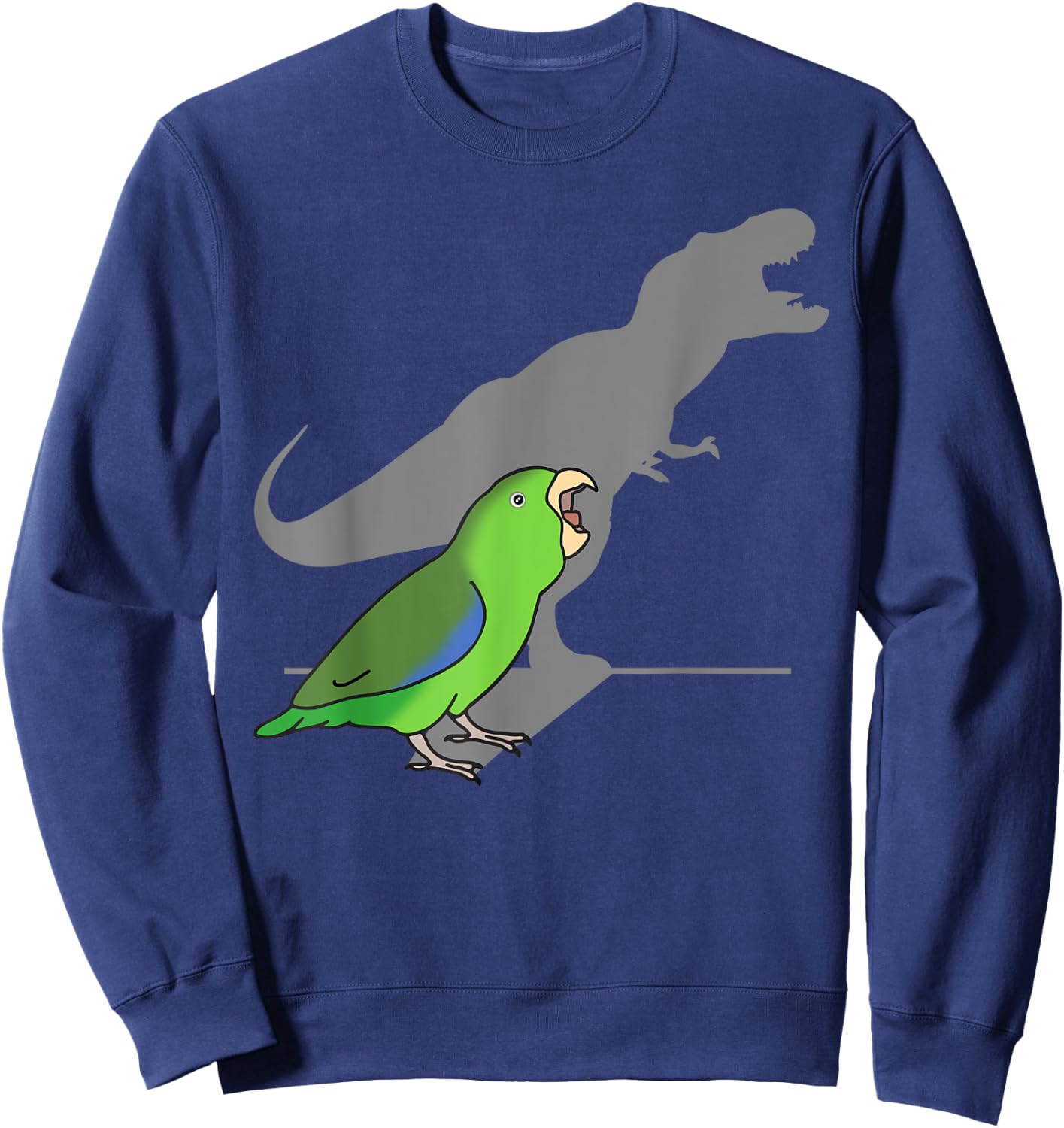 T-rex Green Parrotlet Cute Parakeet Funny Parrot Birb memes Sweatshirt - Sweatshirt | Navy