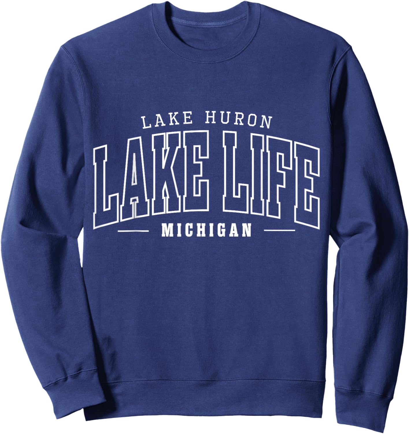 Lake Life Minimalist Huron Lake Summer Vacation Babe Sweatshirt - Sweatshirt | Navy