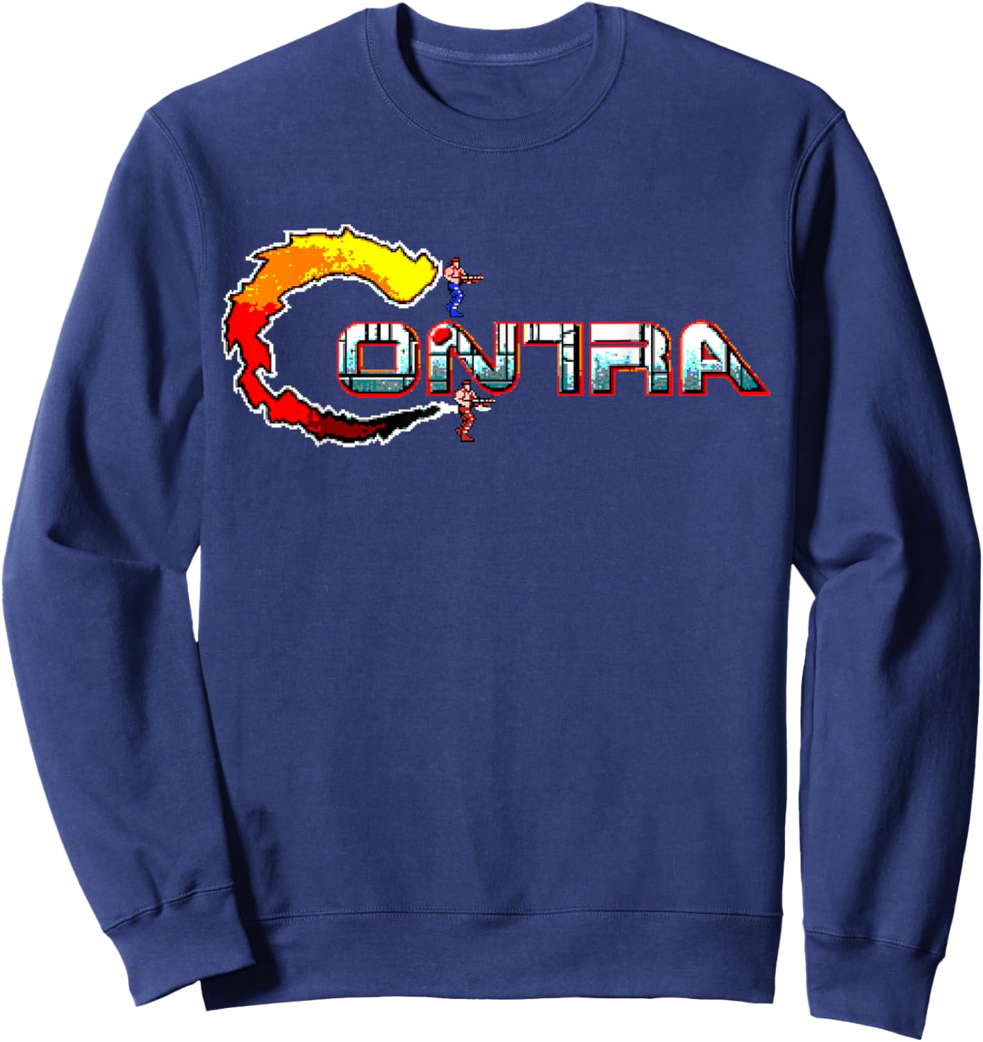 Contra Logo Retro Gamer Nostalgia Classic 8-Bit Revival Sweatshirt - Sweatshirt | Navy
