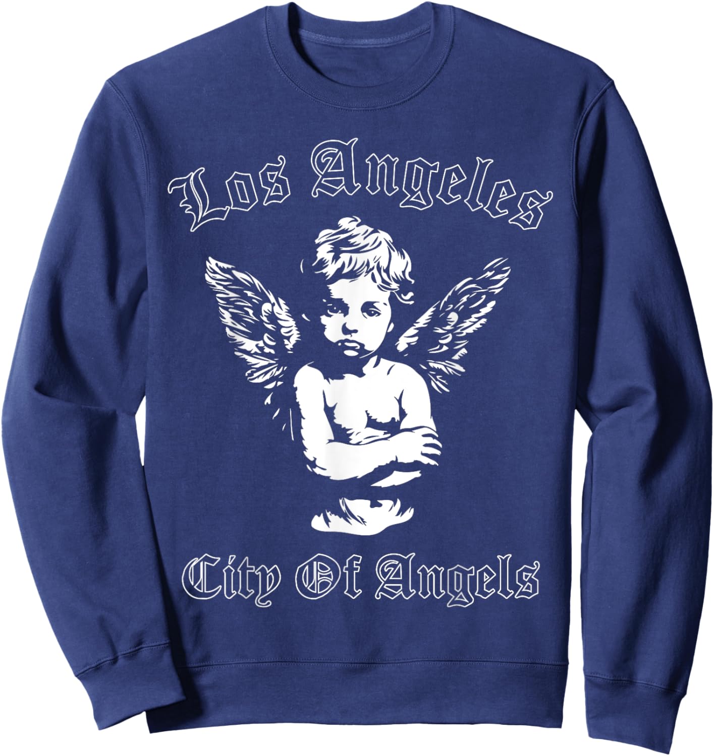 Los Angeles OG Chicano Angel LA California , Small, Black Sweatshirt - Sweatshirt | Navy